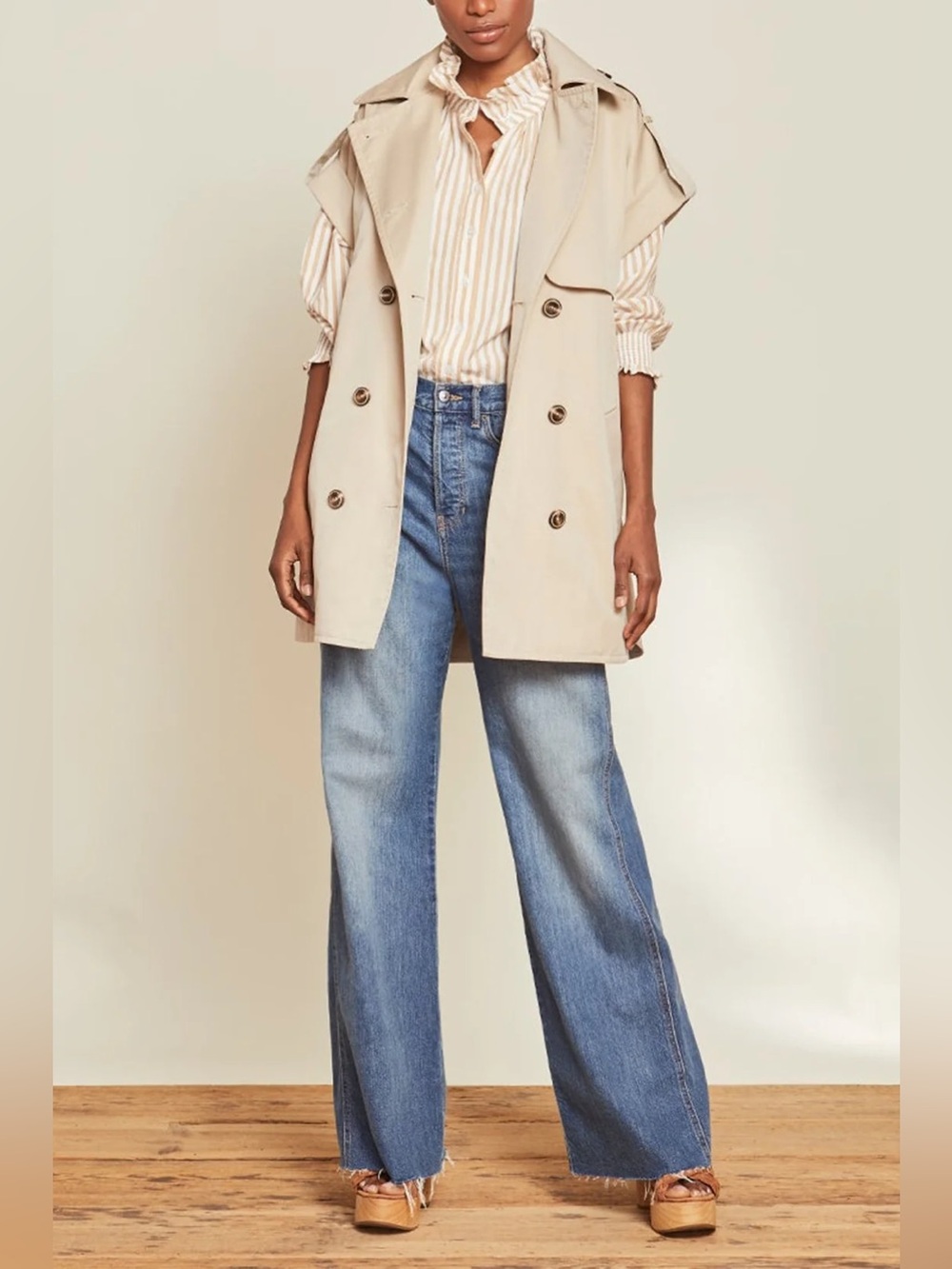 Veronica Beard ENSIE Dickey Trench Vest Khaki Size 0